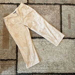Ann Taylor Paisley Print Straight Ankle Pants Beige White…